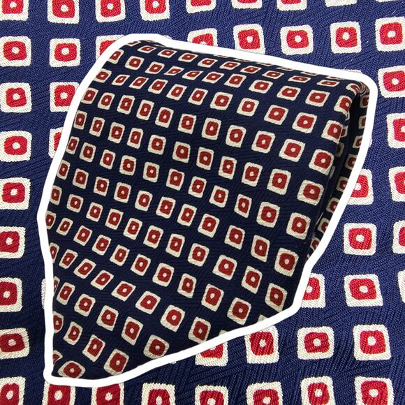 Lauren Ralph Lauren Geometric Navy Blue Red Silk Tie USA Classic Necktie 55.5" - Picture 1 of 6